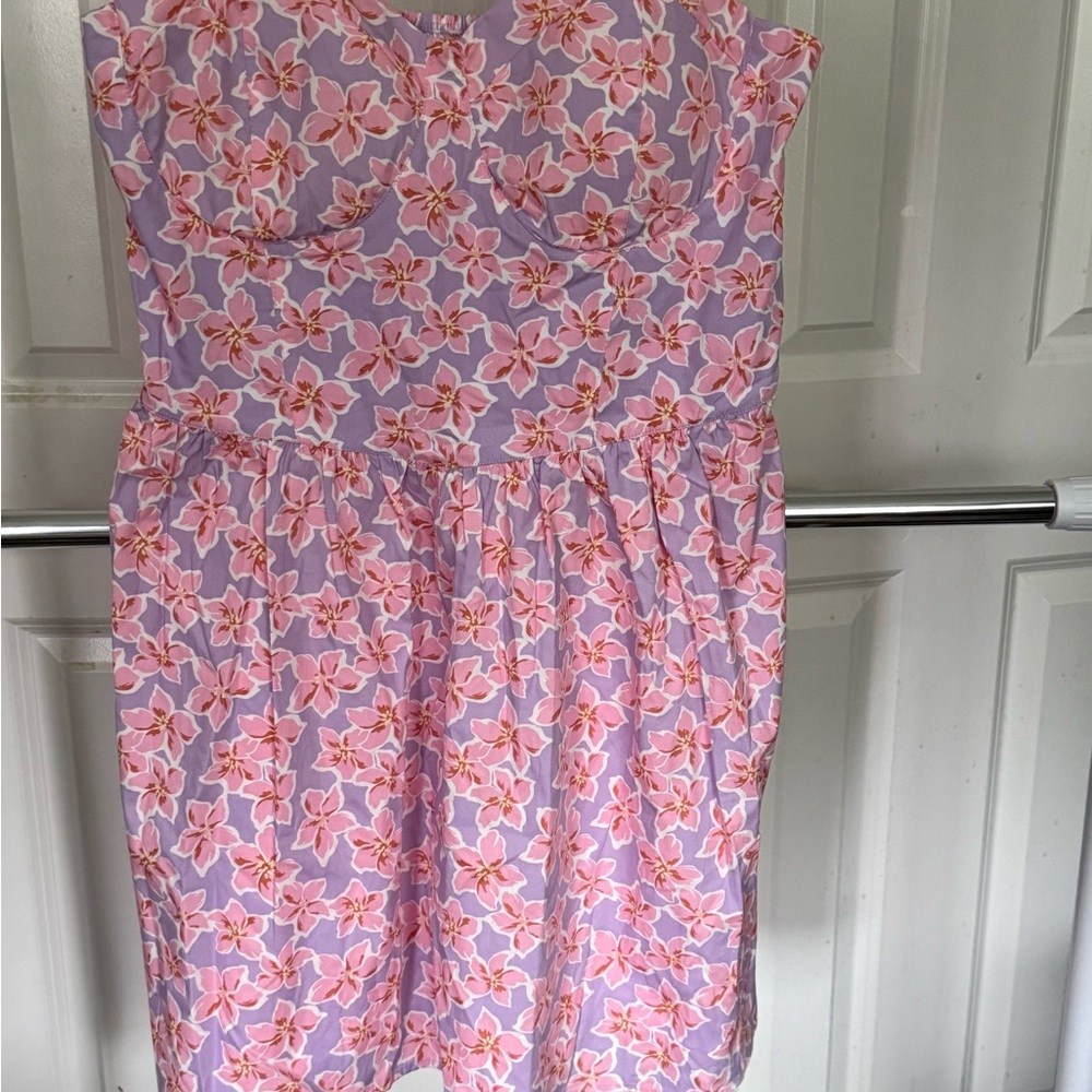 No Boundaries Pink and Blue Strapless Mini Dress